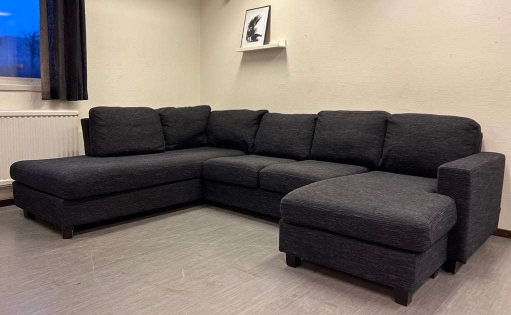 Svart U-soffa